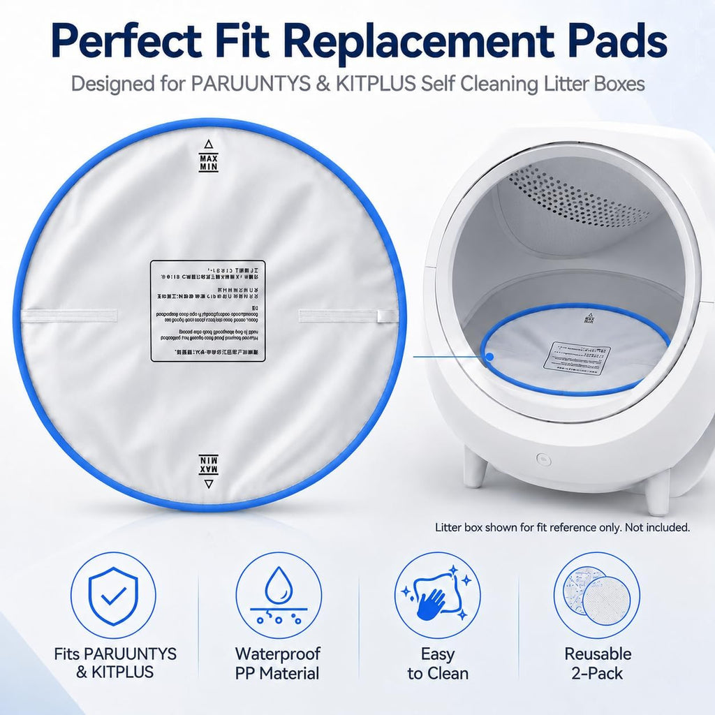 Replacement Pad for PARUUNTYS & KITPLUS Self Cleaning Litter Box, Waterproof Reusable Automatic Litter Box Liner, Scratch Resistant PP Protective Mat, Easy Clean Cat Litter Pad, 2 Pack