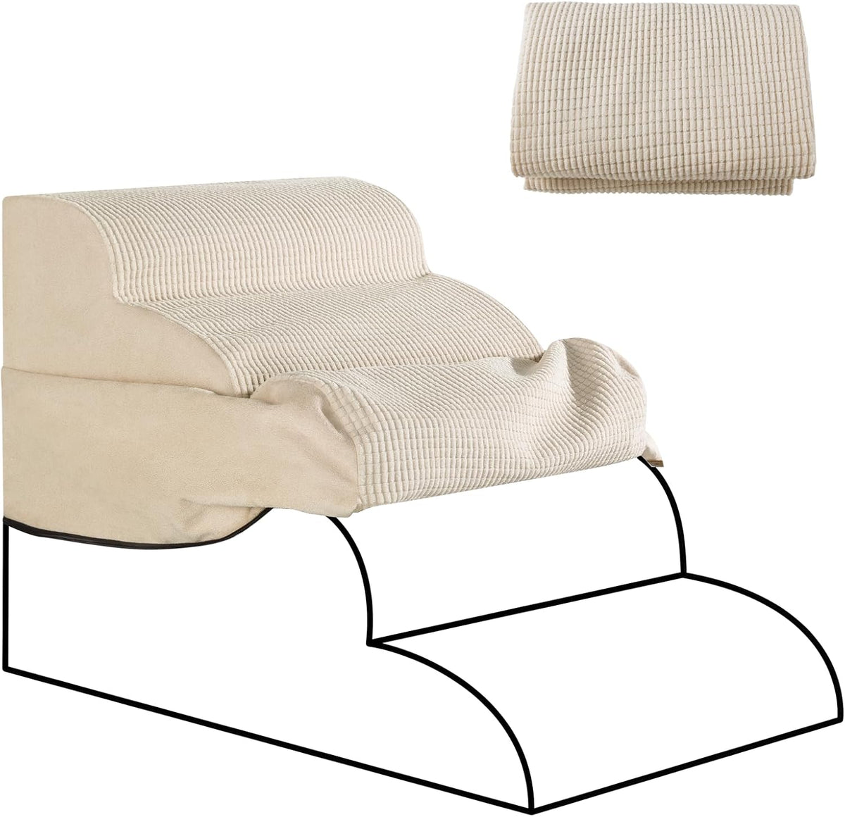 4-Step Dog Stairs Replacement Cover(for AODISMAN Pet Ramp Only),Beige