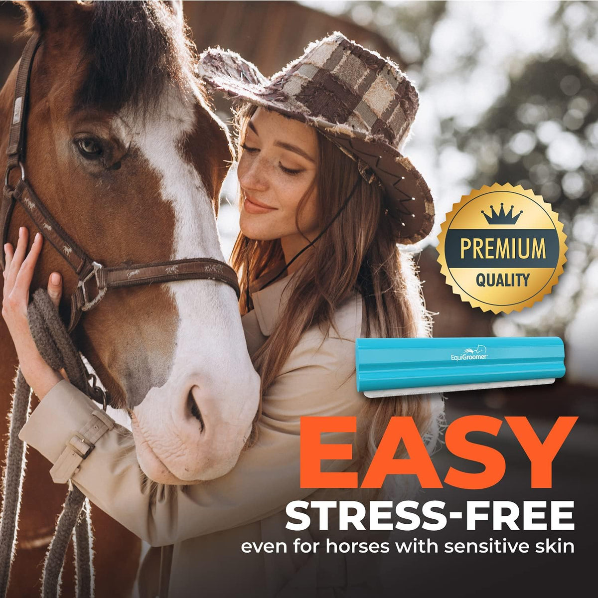 EquiGroomer 8-Inch Deshedding Brush for Dogs & Horses, Turquoise | Best for large dogs 50 lbs and up, plus horses and ponies, thick coats, stainless blade, gentle on skin 