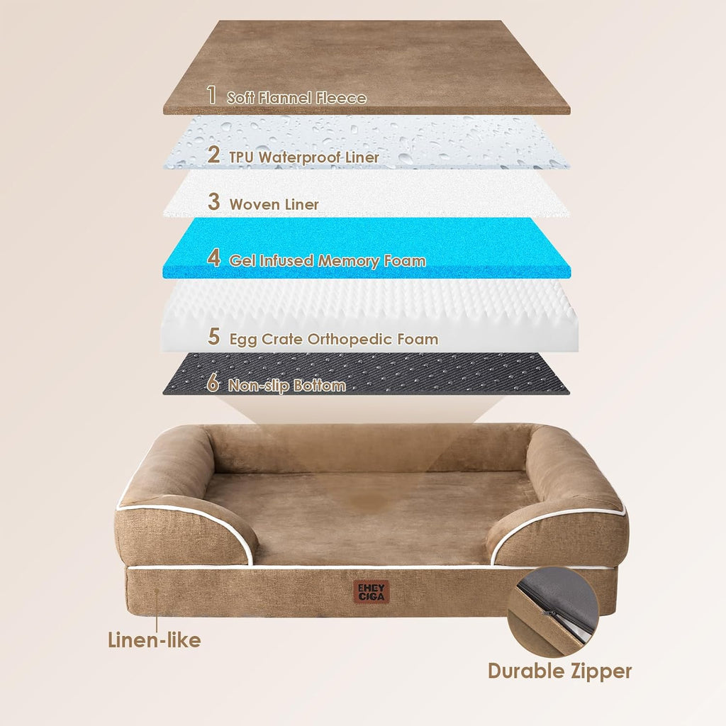 EHEYCIGA Orthopedic Dog Beds Large Sized Dog, Waterproof Washable Pet Bed