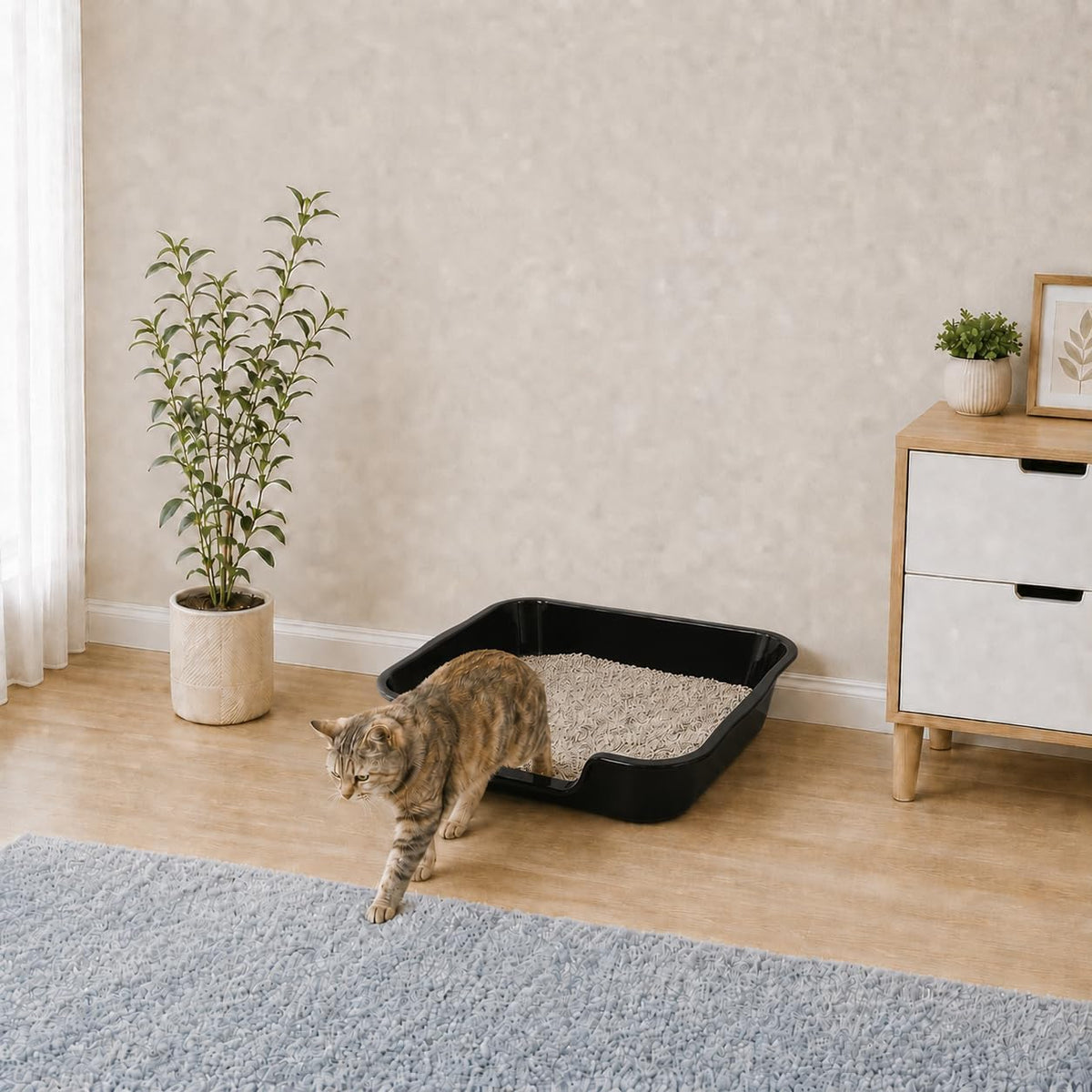 Extra Large Low Entry ABS Cat Litter Box, Black, 24" L x 20" W, 1 Pack | Durable low entry litter box, non-stick, odor-free, ideal for seniors, kittens, rabbits, large cats and multi-pet homes.