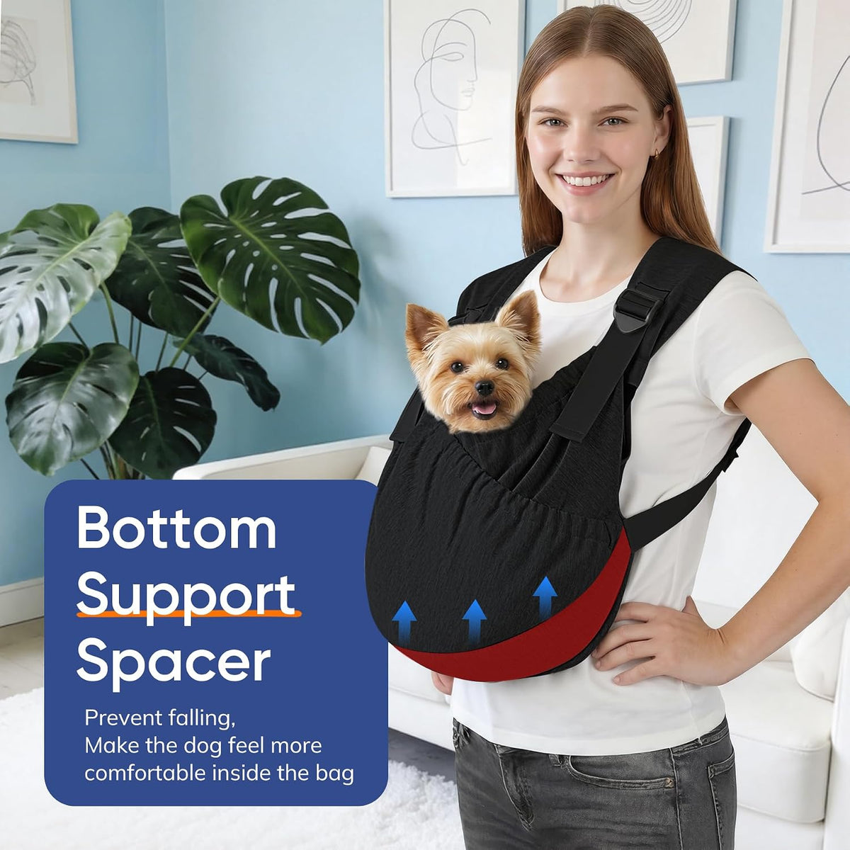 Supet Dog Sling Carrier for Pets, Adjustable Hands Free Front Chest Pouch