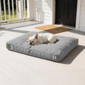 Sytopia 30 Inch Indestructible Dog Bed for Aggressive Chewers, Chew Proof Durable Outdoor Canvas Pet Crate Mat with Waterproof Washable Removable Cover, Indoor Patio Pet Pad for Crate, Light Grey