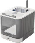 Covered Cat Litter Box with Lid for Kitten to Medium, Grey-White | LCZLBRRD, Covered Enclosure, Anti-Splashing, Easy to Clean and Assemble, 3 Modes For Kitten to Medium, Odor-Free