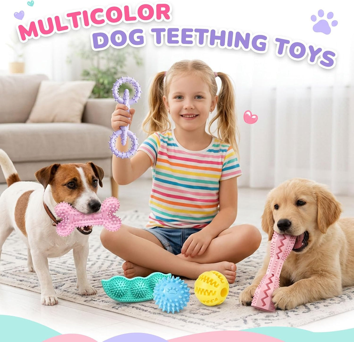 6 Pack Puppy Teething Chew Toys, Soft Durable Interactive Small Dog Toys, Cute Colorful Squeaky Puppy Toys for Teething Small Breed Puppies