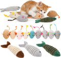 Leitee Cat Toys Bulk Plush Mice Set Fish for Indoor Kittens Puppies