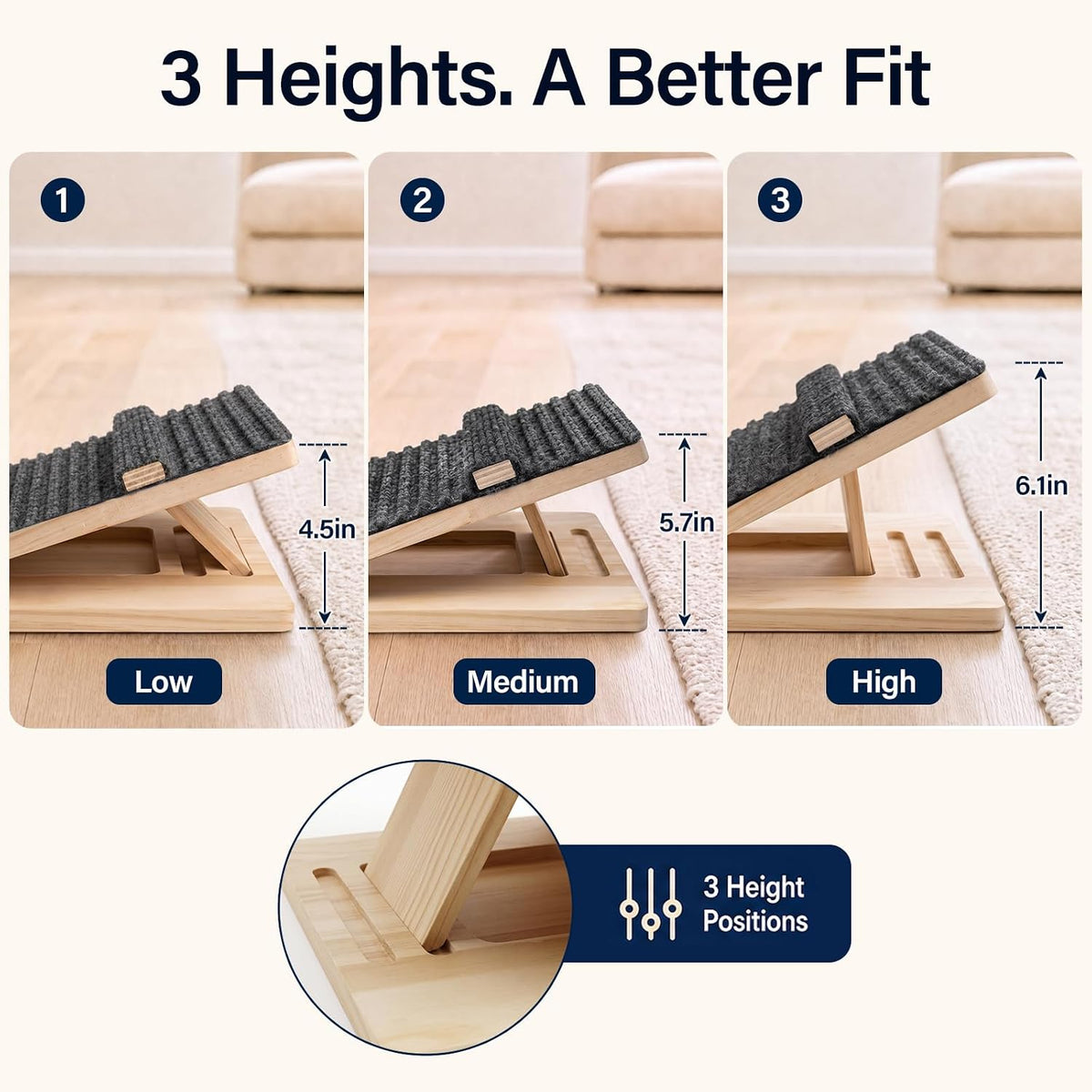 2 Pack Adjustable Wooden Dog Ramp for Stairs, Small & Senior Dogs