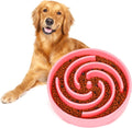 Slow Feeder Maze Puzzle Bowl - Large Dog Non Slip Interactive Food Dishes - Bloat Stop, Choking Prevention - Pink