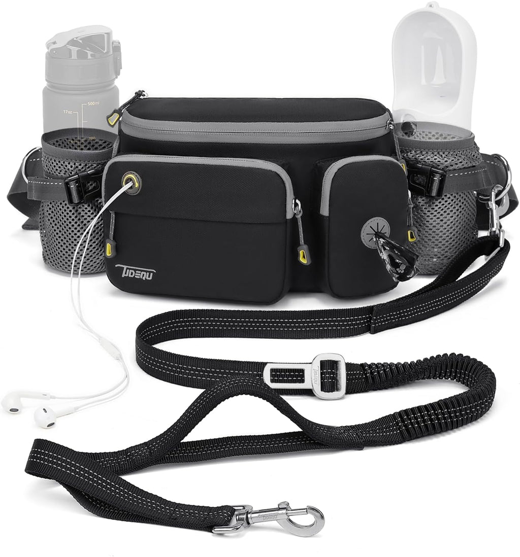 TUDEQU 4-in-1 Hands Free Dog Leash with Large Fanny Pack for Large Dogs