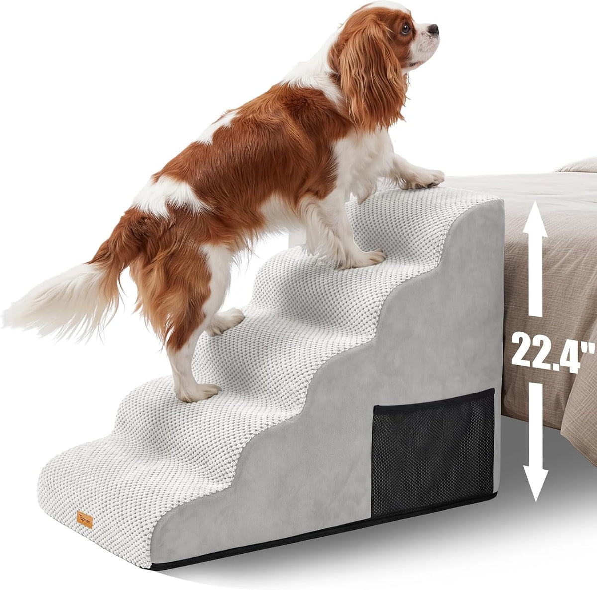 Topmart High Density Foam Dog Steps 5 Tiers, Extra Wide Deep Pet Steps