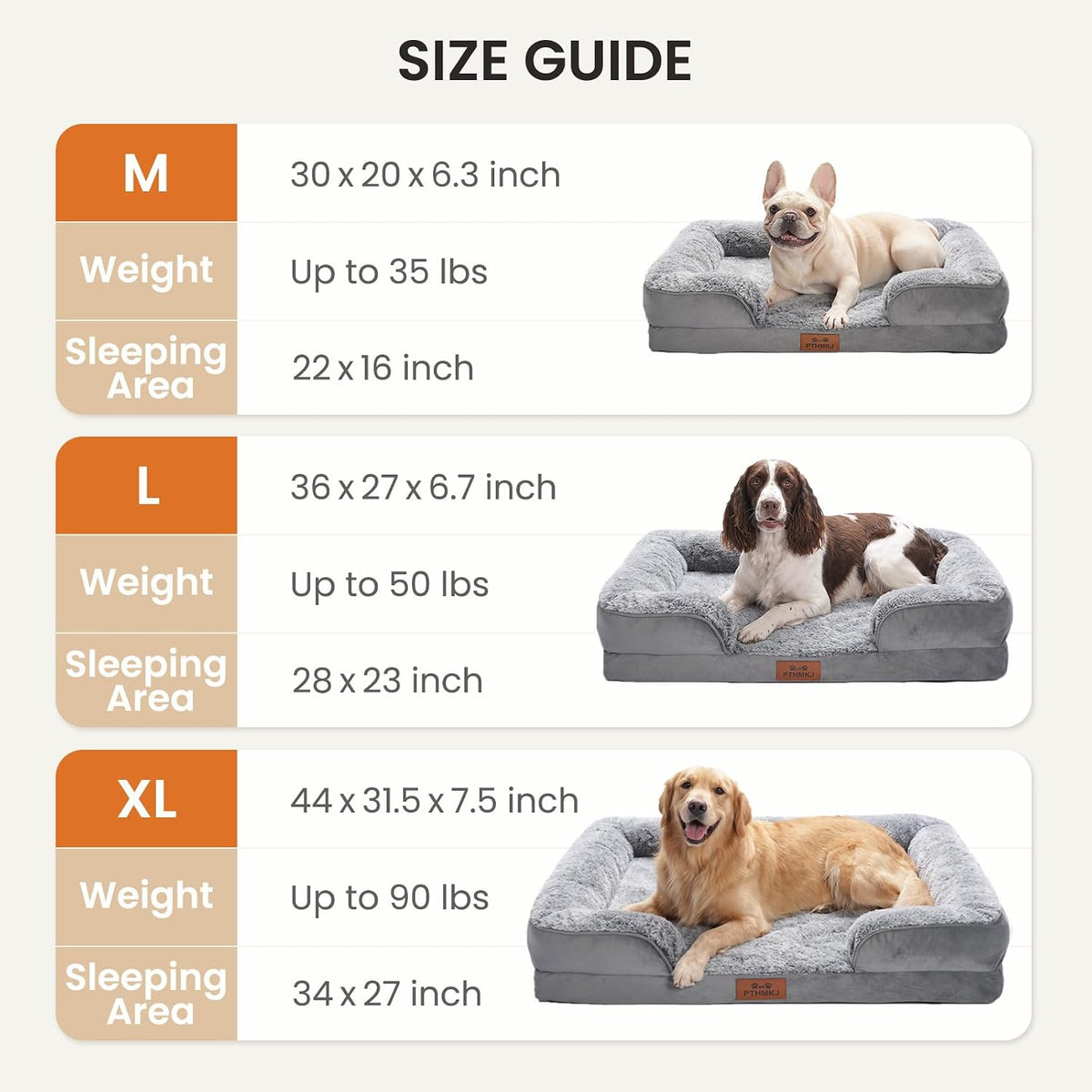 Orthopedic Dog Beds Large Sized Dog, Memory Foam Dog Bed Couch, 36"L