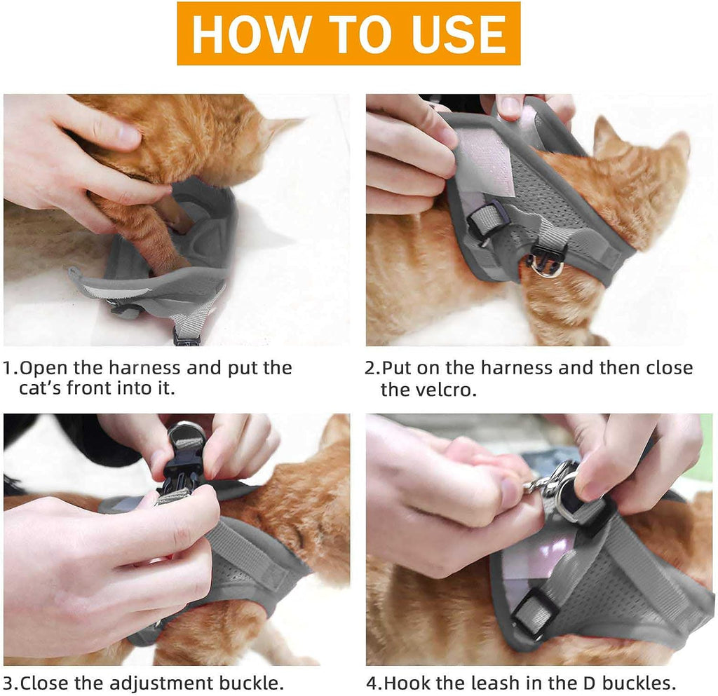 Cat Harness and Leash Set, Escape Proof Harness Khaki-Pattern XS