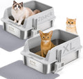 2 Pack Stainless Steel Cat Litter Box for Multi-Cat Households
