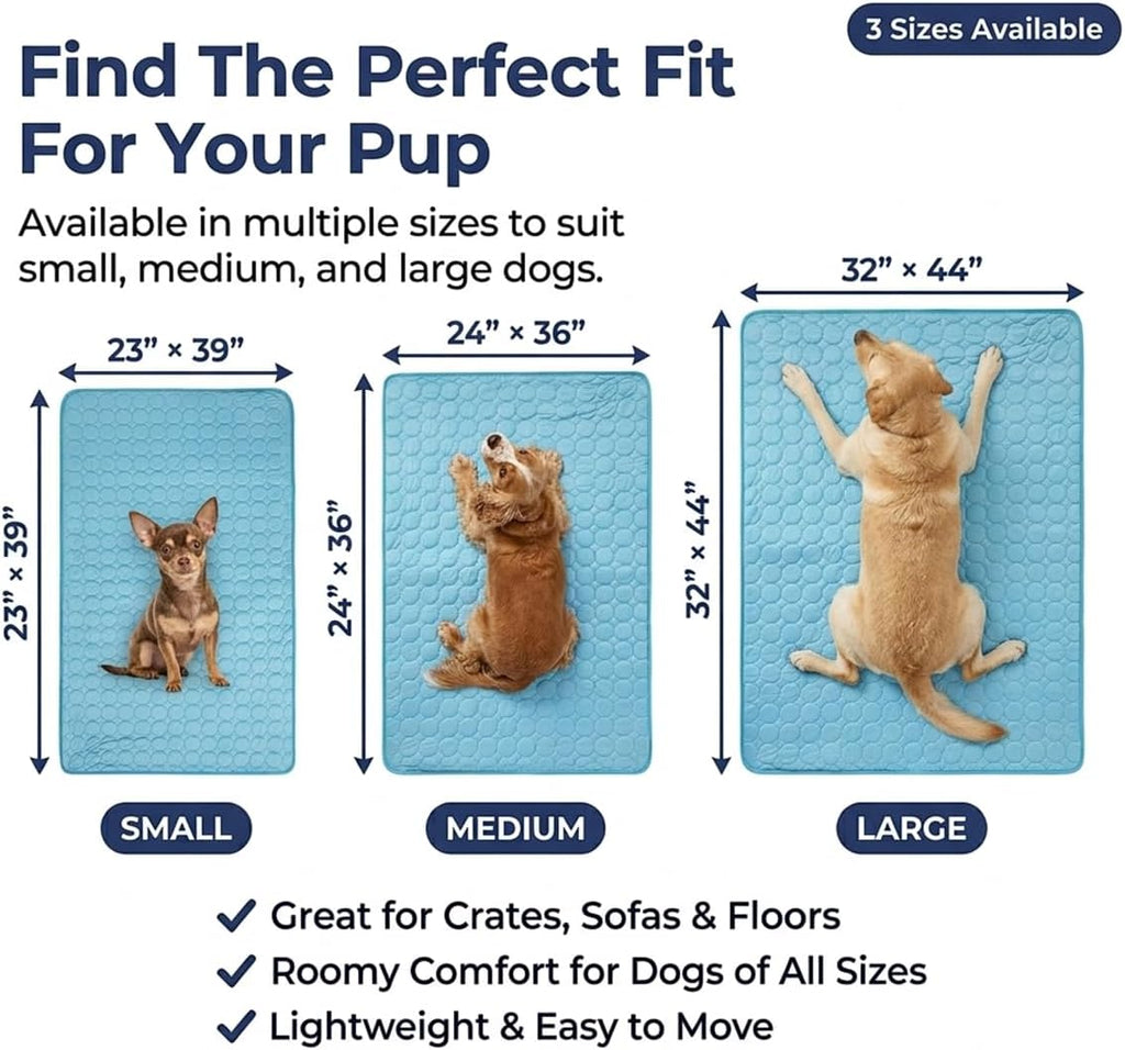 Muddy Mat® Cooling Mat for Dogs – 27" x 39" Ice Silk Dog Cooling Mat | Self-Cooling, Non-Toxic | Indoor & Outdoor, Crate, Car | Machine Washable, Blue