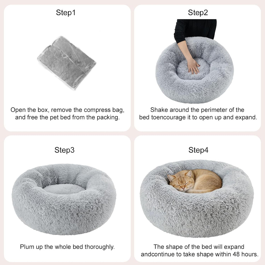 Dog Calming Beds for Medium Large Dogs Round Donut Washable Anxiety Dog Bed
