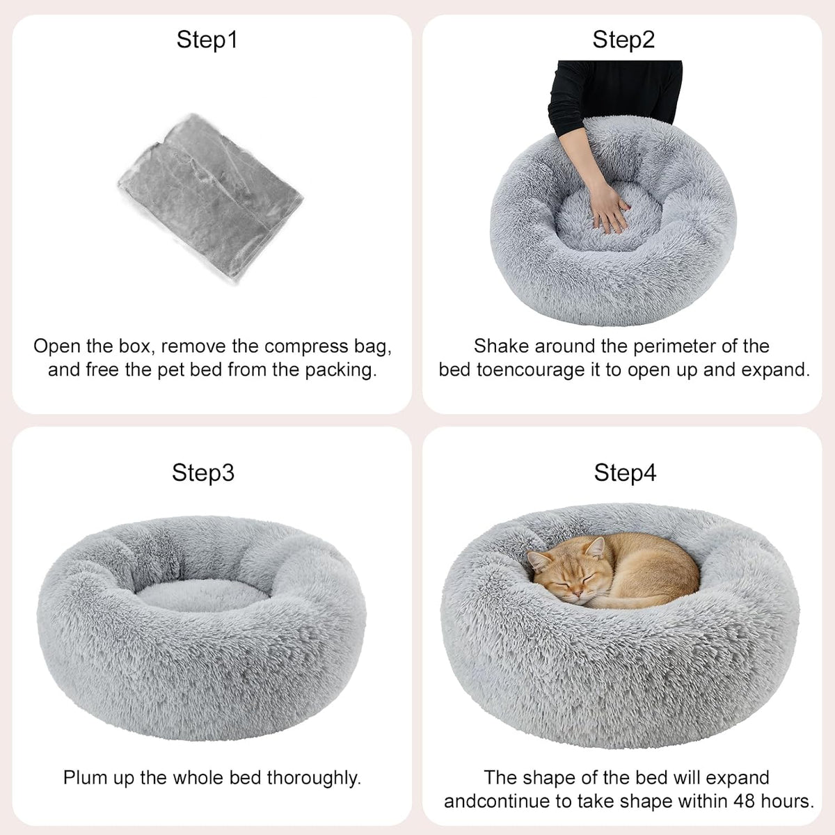 Dog Calming Beds for Medium Large Dogs Round Donut Washable Anxiety Dog Bed