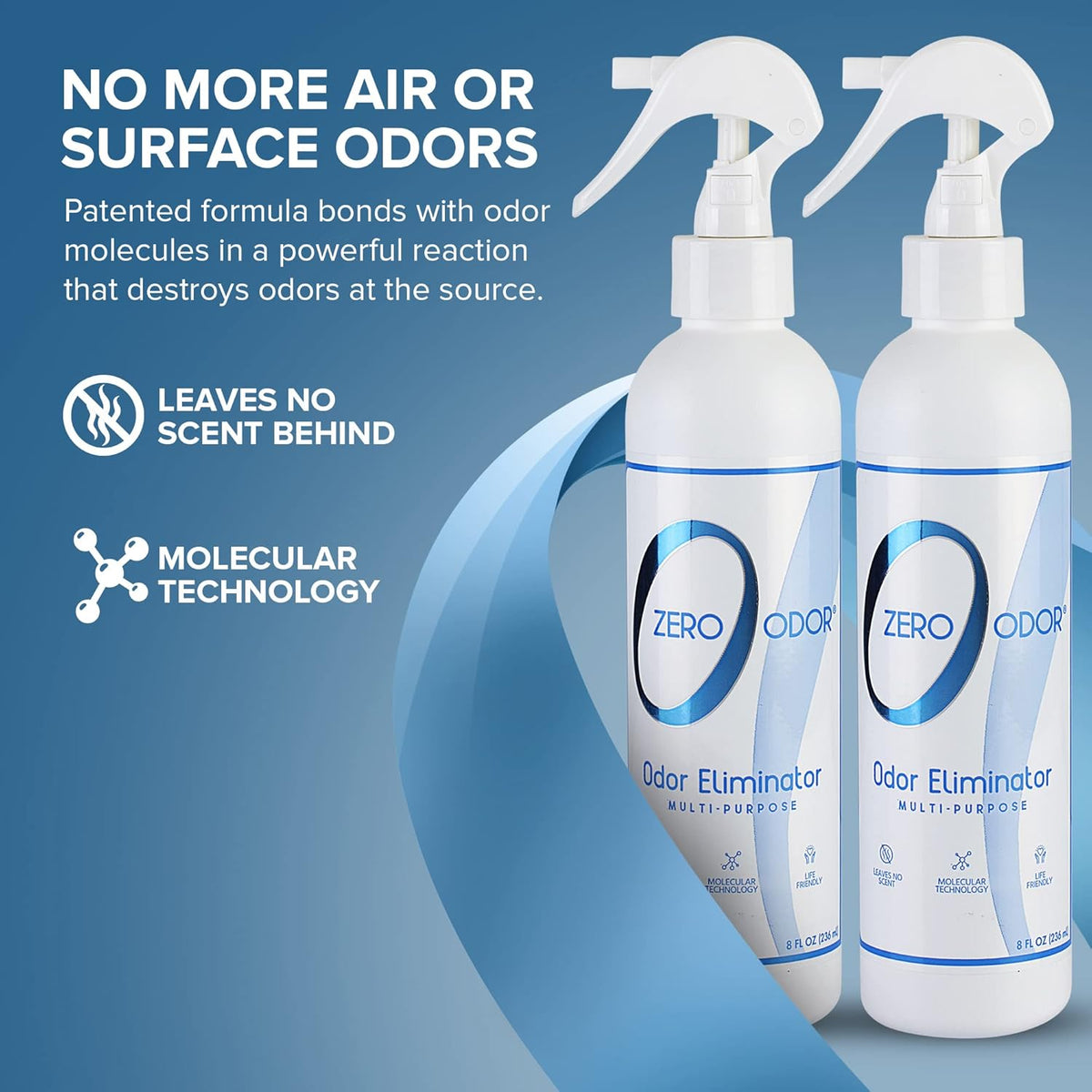 Zero Odor Multi-Purpose Odor Eliminator, Fabric & Room Deodorizer, 2 Pack