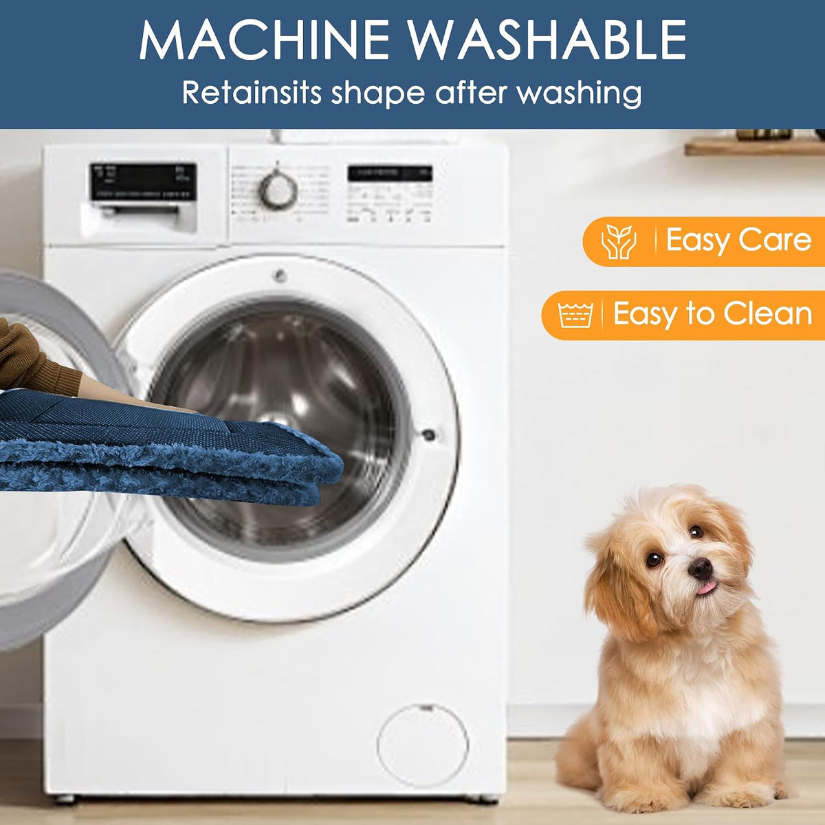 Dog Crate Pad Washable Cat Dog Pet Bed for Crate kennel Large Mat 36in Blue