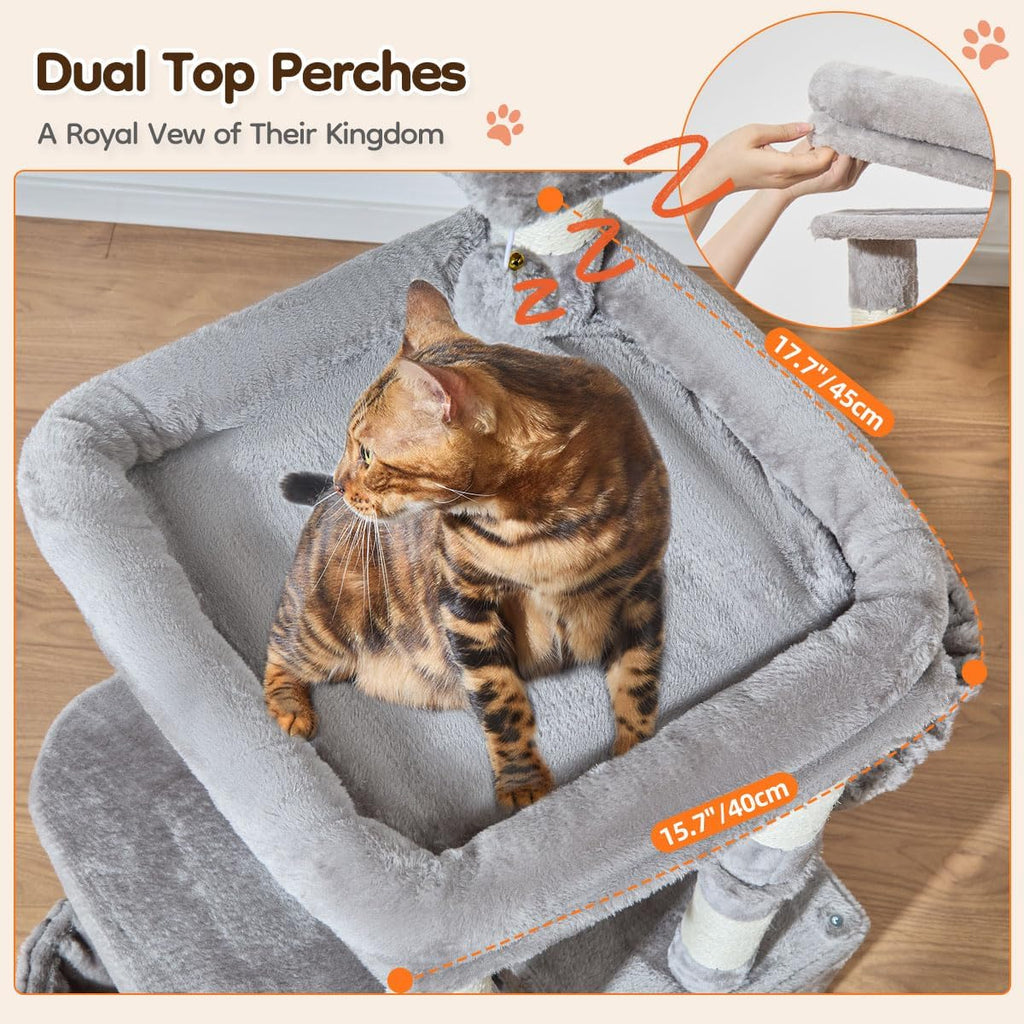 Taoqimiao 53.5in Cat Tree, Heavy Duty Sturdy Cat Tower for Indoor Cats S20W