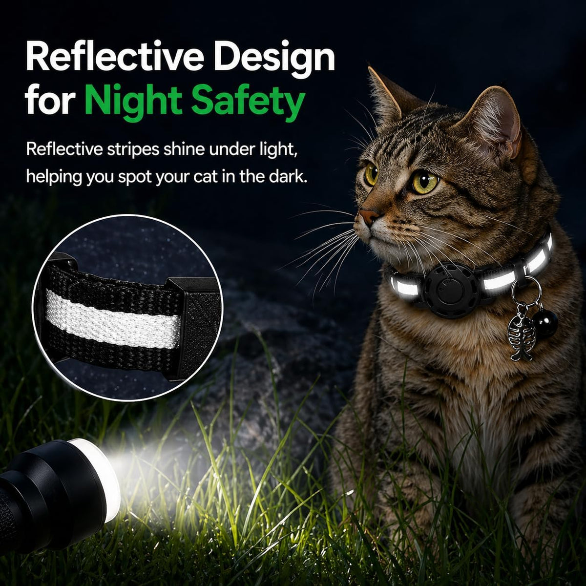 Cat GPS Tracker for Android – Google Find Hub Pet Tracker for Cats, No Subscription, IP67 Waterproof GPS para Gatos, Replaceable 1-Year Battery (Location Reported by Nearby Android Devices) (Black)