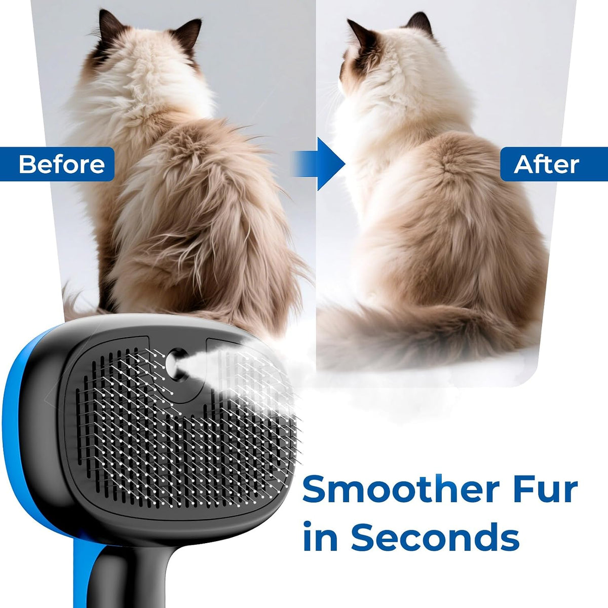 Pecute Self-Cleaning Steam Dog Cat Brush for Heavy Shedding/Long Coats Blue