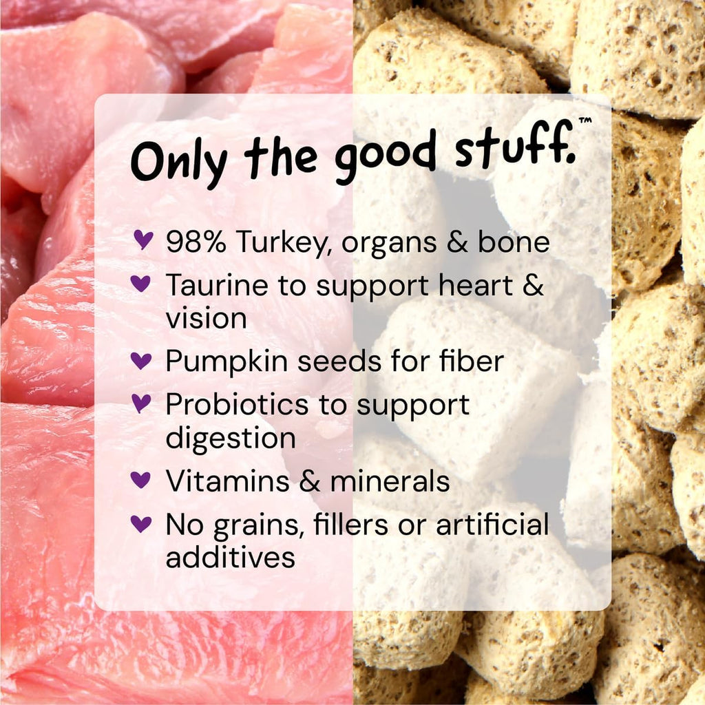 Stella & Chewy's Freeze-Dried Raw Cat Dinner Morsels - Premium Turkey Recipe with 98% Farm-Raised Meat & Organs - Natural Grain-Free Cat & Kitten Food - Made in USA - 8 oz