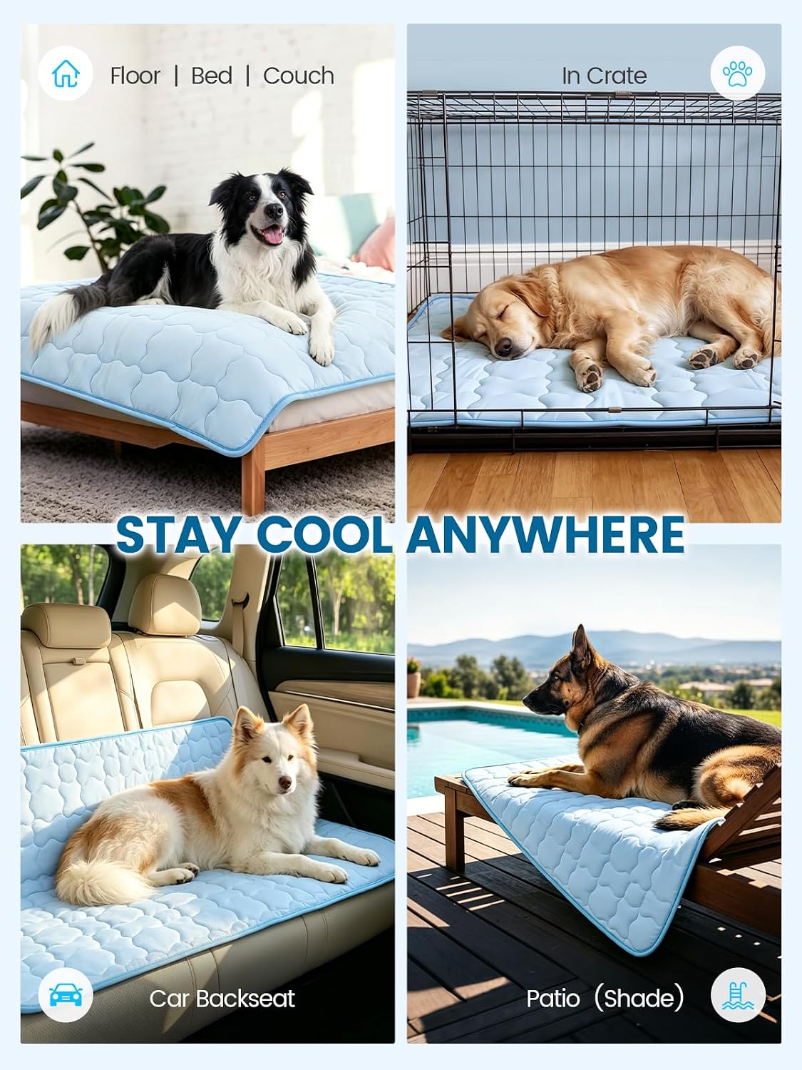 Mora Pets Dog Cooling Mat Pet Cooling Pad for Medium Dogs & Cats Q-Max>0.5