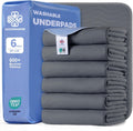 Accompagner Incontinence Bed Pads Washable Waterproof, Ultra-Absorbent Reusable Underpads for Diaper Changing, Nursing, Bedridden, Adults, Seniors, Kids and Dogs (Dark Gray, 24"x24"(Pack of 6))