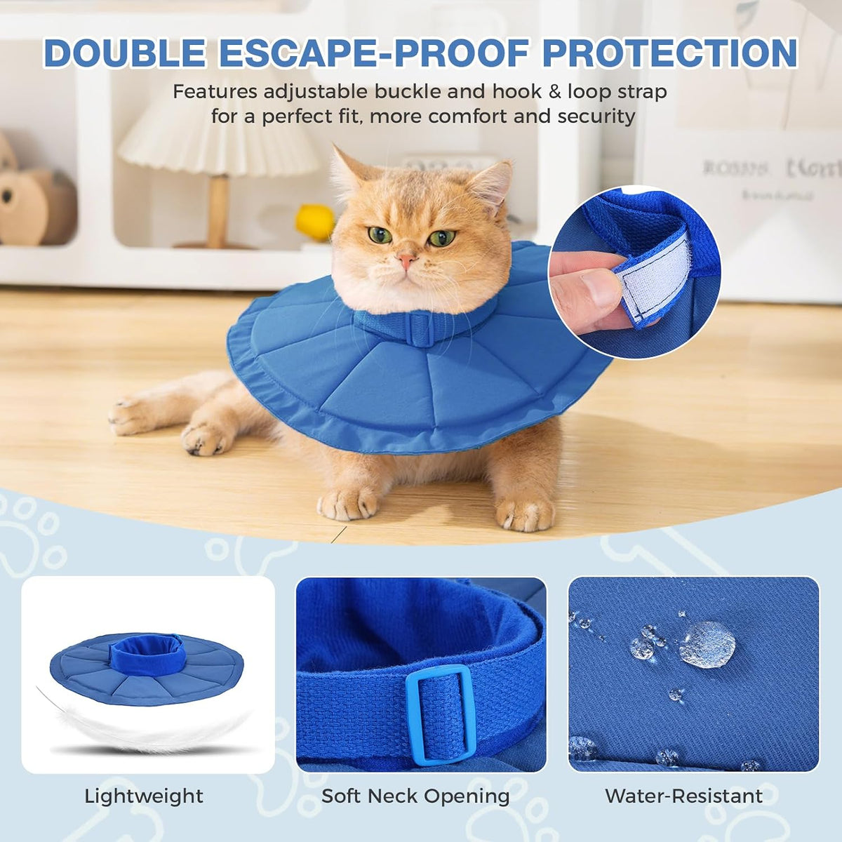 Avont Inflatable Cat Cone, Lightweight Recovery Collar, L Denim Blue