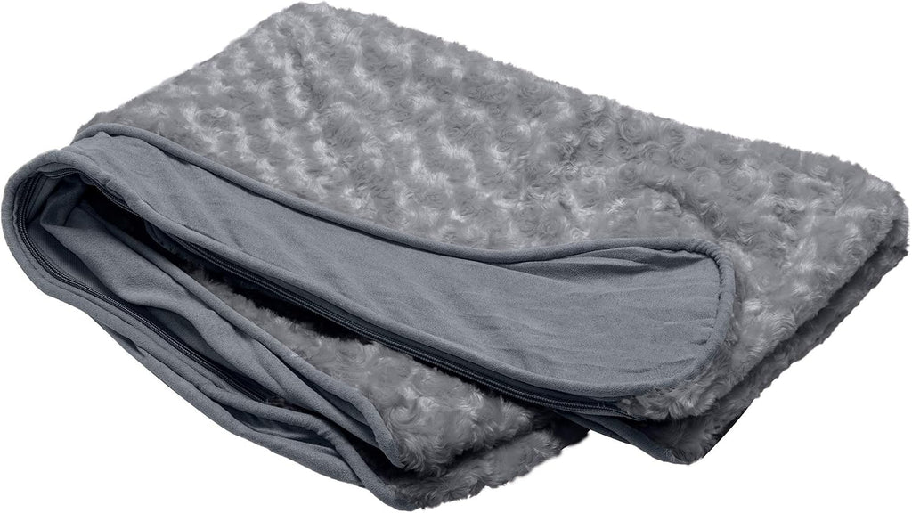 Furhaven Replacement Dog Bed Cover Ultra Plush Faux Fur & Suede Contour Luxe Lounger, Machine Washable - Gray, Jumbo (X-Large)