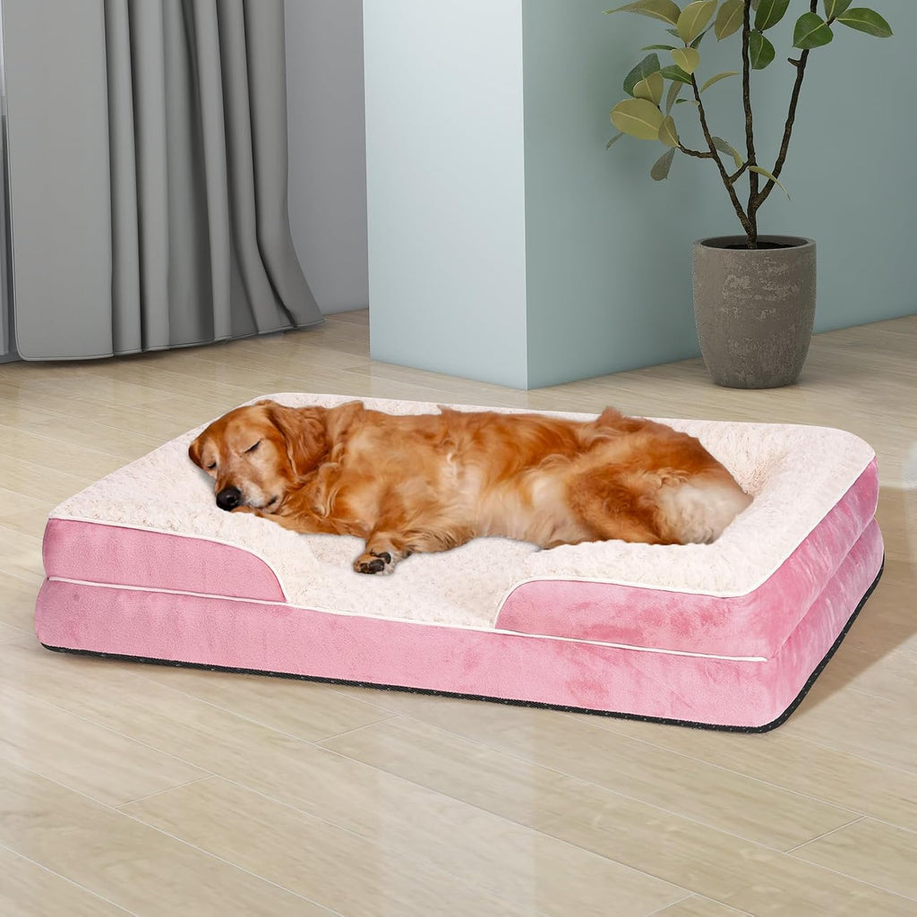 Orthopedic Dog Beds Medium Large Sized Dog, Dog Sofa Bed, Pet Beds(Pink, L)