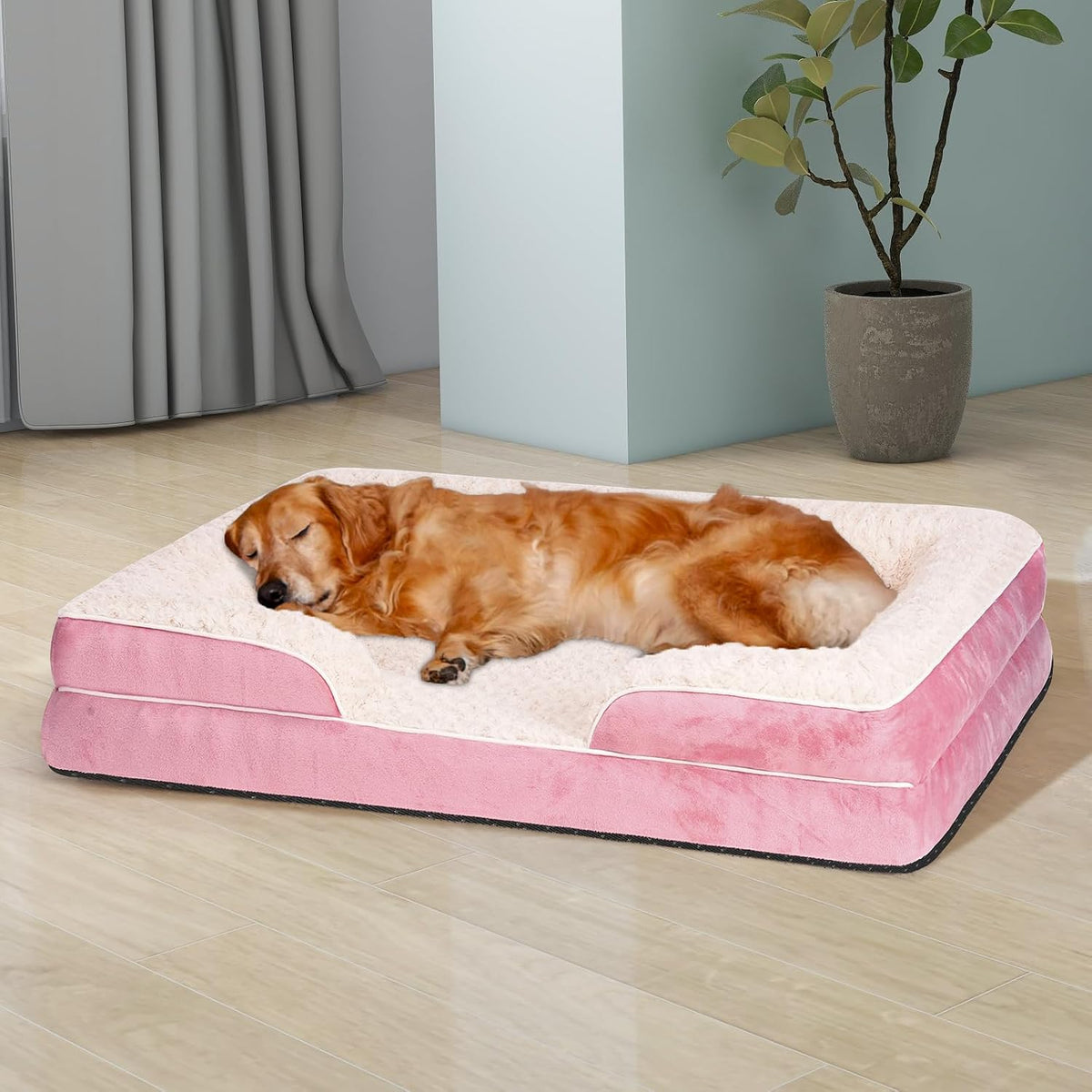 Orthopedic Dog Beds Medium Large Sized Dog, Dog Sofa Bed, Pet Beds(Pink, L)