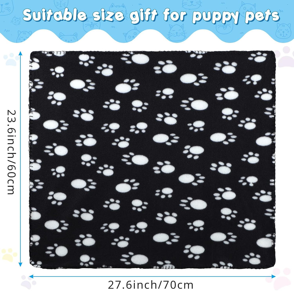 Eccliy 20 Pcs Puppy Blanket Fleece Pet Dog Throw, Paw, 28 x 24 Inch
