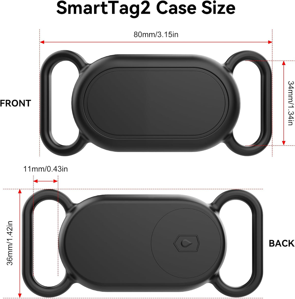Dog Collar Holder for Galaxy Smart tag 2,Waterproof Silicone Case,2 Pack