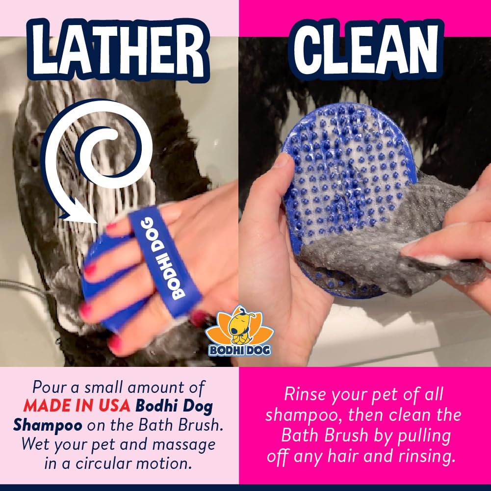 Bodhi Dog Shampoo Brush - Pet Grooming & Bath Supplies for Dogs and Cats - Bath Brush for Long & Short Hair - Premium Scrubber for Shower, Curry Comb for Dogs, Cats & Horses (Two Pack, Pink)
