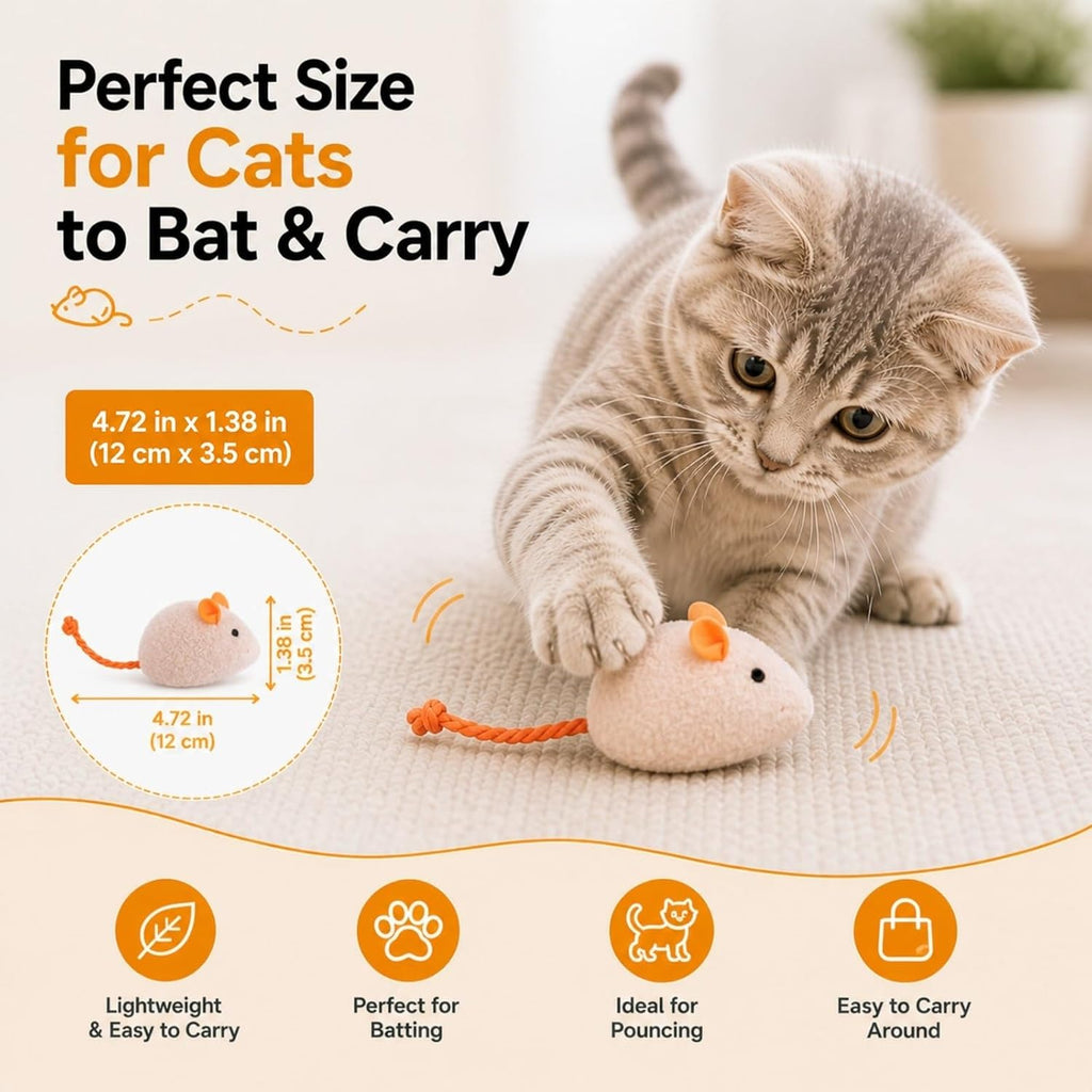 Cat Toys Mouse Set, 10 Pack Plush Mice with Rope Tails, Soft Interactive Cat Toy for Indoor Cats, Kittens, Chase, Batting & Hunting Play