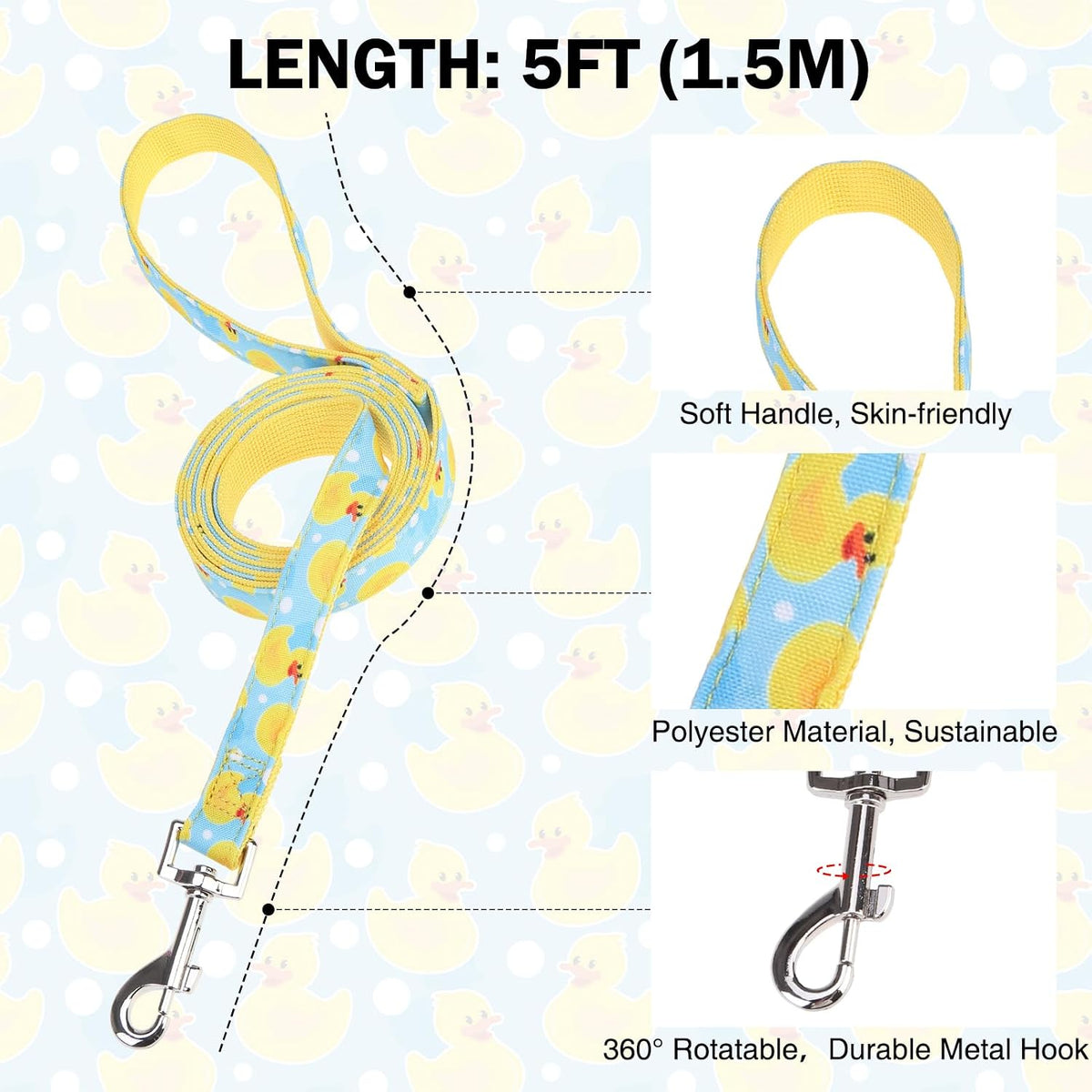 Dog Collar and Leash Set, Adjustable Pet Collars with 5FT Leash