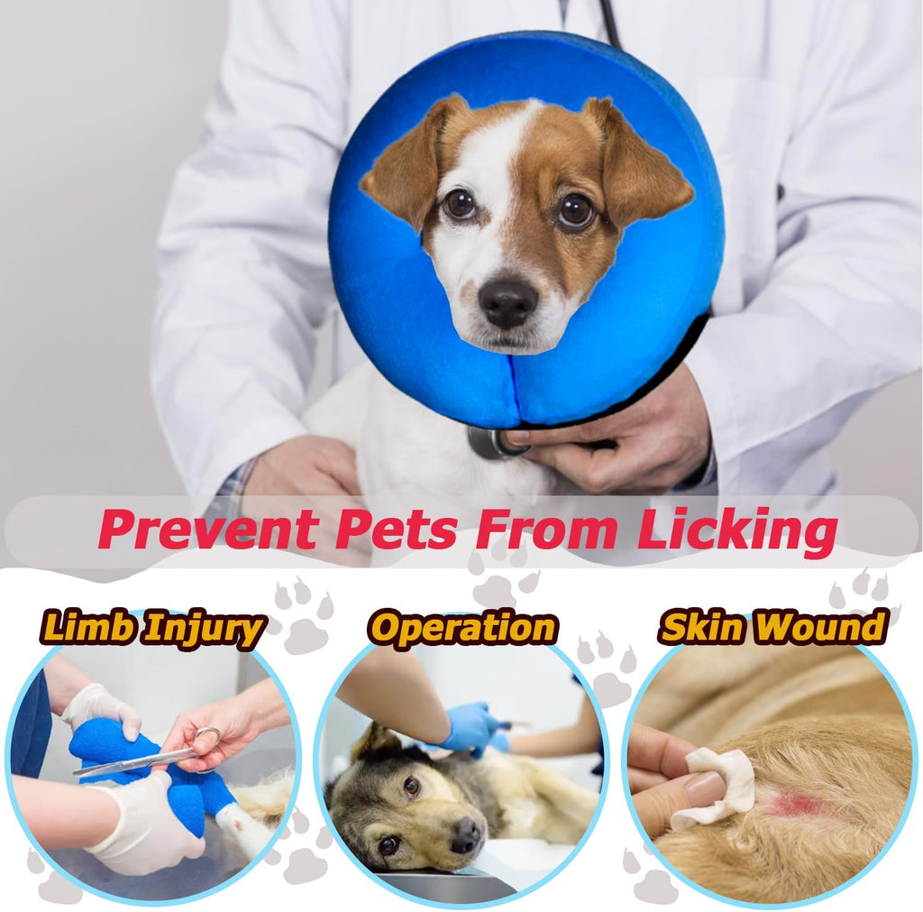 Inflatable Dog Cone Collar, Soft Adjustable Protective E-Collar for Surgery