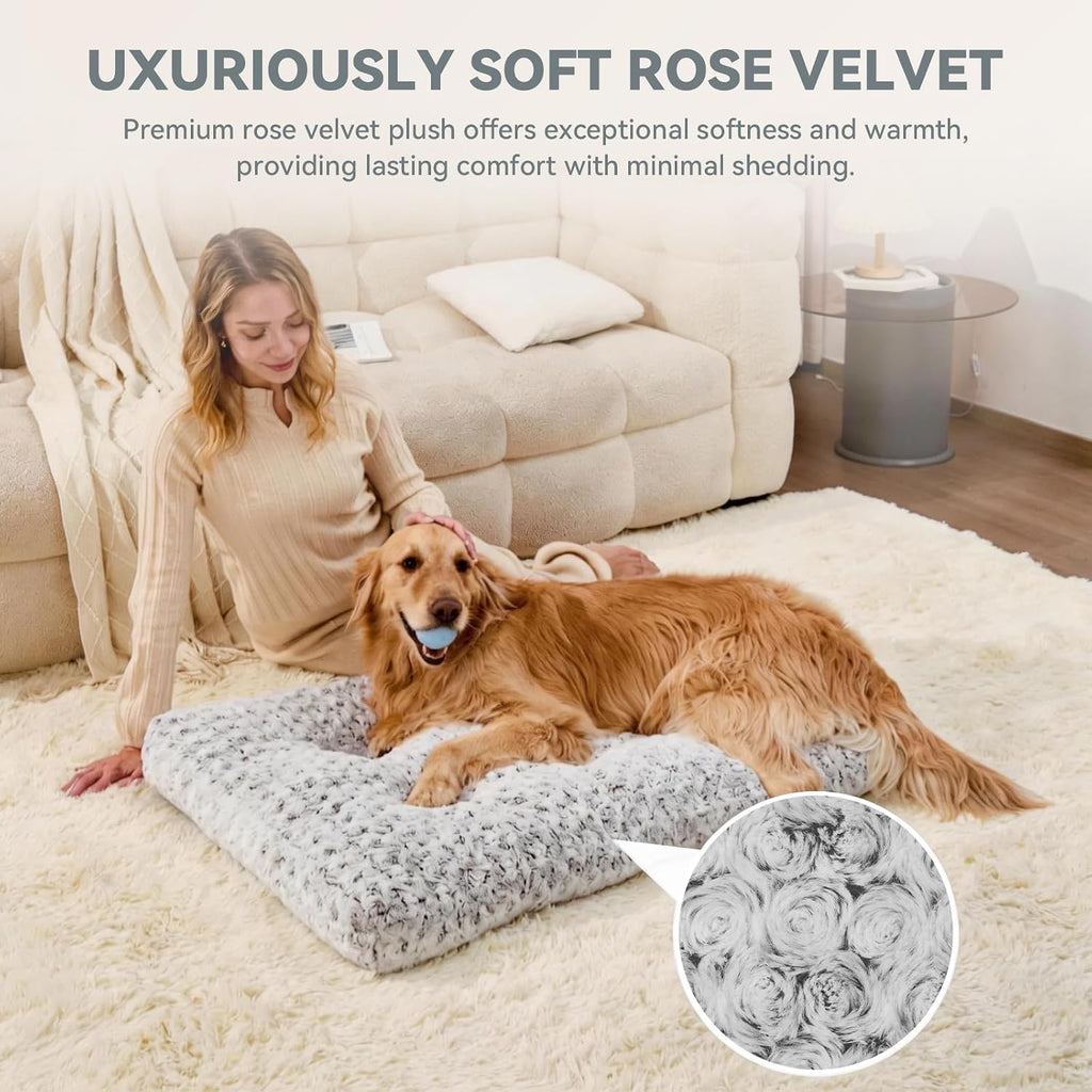 Small Dog Crate Bed Mat, Washable Plush Pad for Puppies & Cats