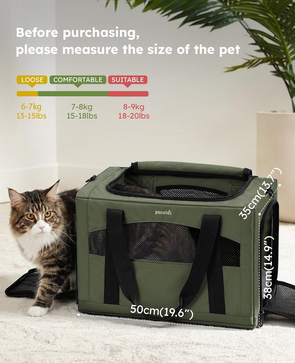 Pecute Cat Carrier Stable, Pet Carrier with Privacy Partition,Green