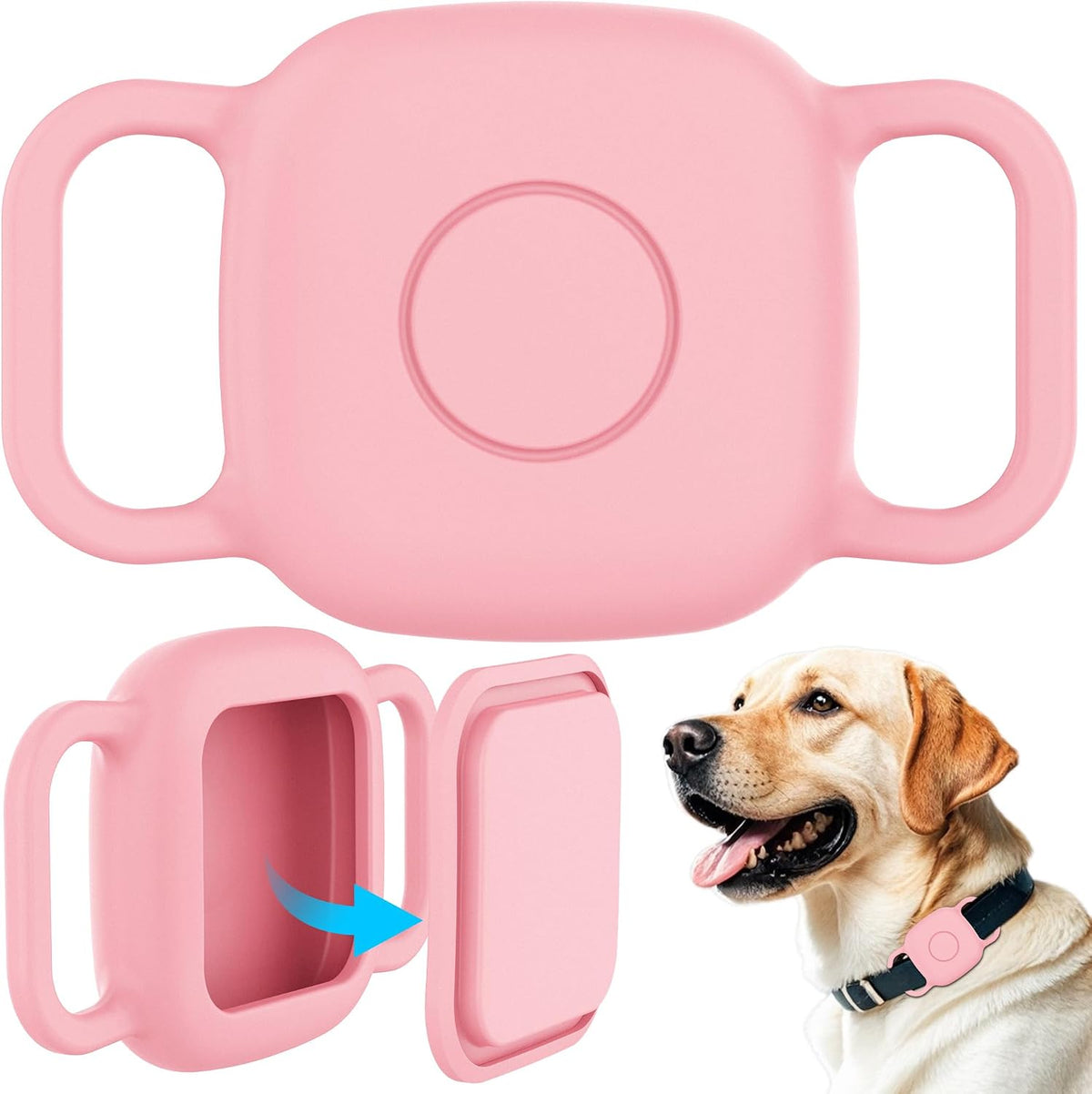 DDJ Waterproof Dog Collar Holder for Life360 Tile Mate Tracker, 2-Pack Durable Silicone Cover, Anti Lost for Life 360 Tile Tracker Case for Cat & Pet Collars, Easy Installation, Lightweight, Pink