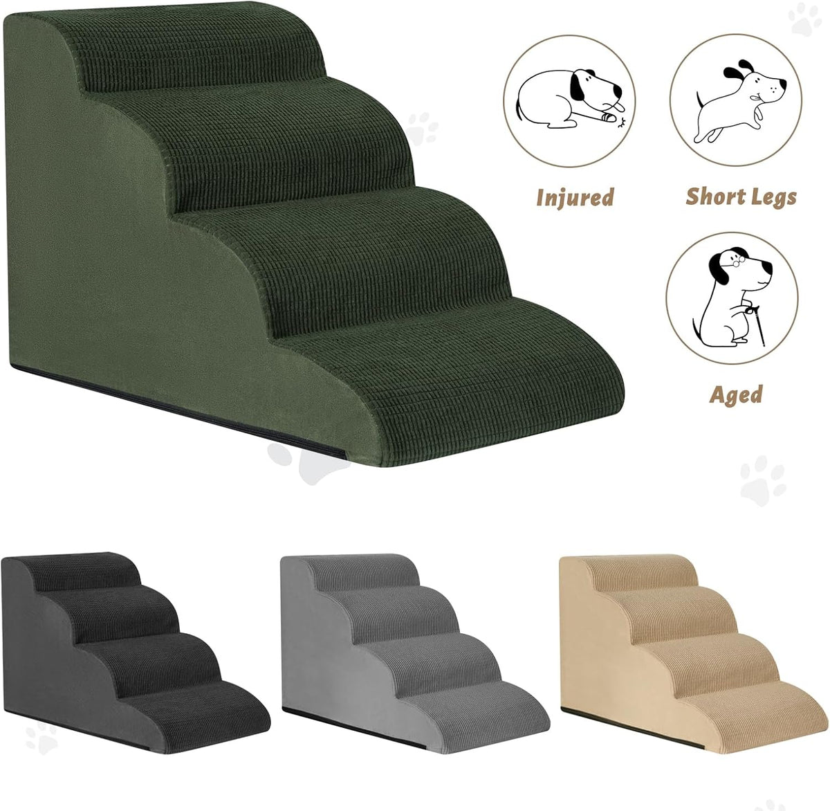 Aodisman Dog Steps for Bed or Couch,4-Step Pet Stairs Ramp for Small Dogs