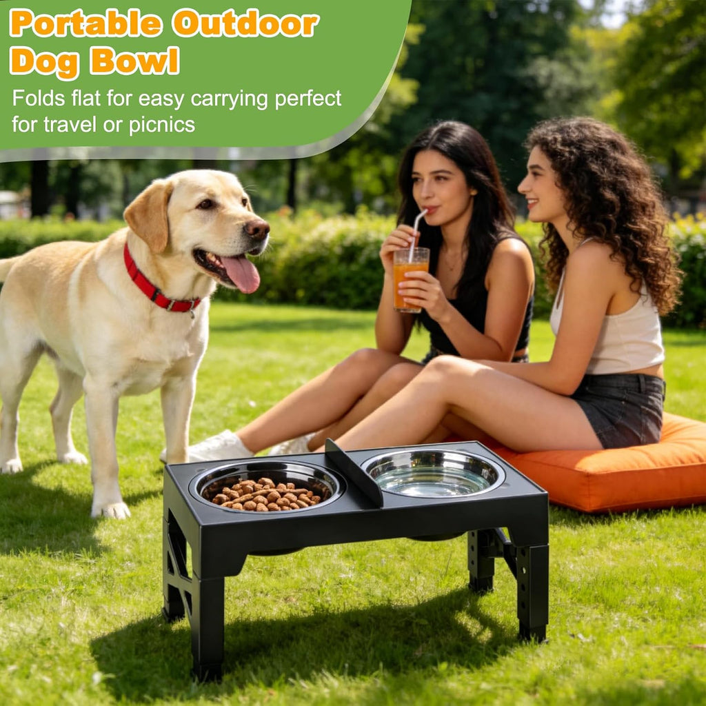 4-in-1 Elevated Dog Bowl Stand with Slow Feeder, 5 Adjustable Heights