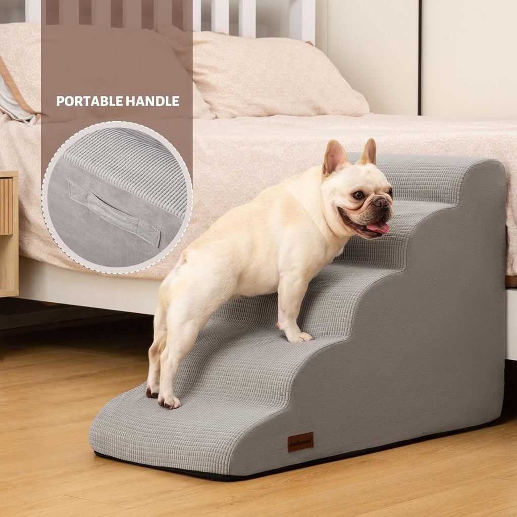 Aodisman Dog Stairs for High Bed,5-Step Pet Ramp for Small Dogs and Cats