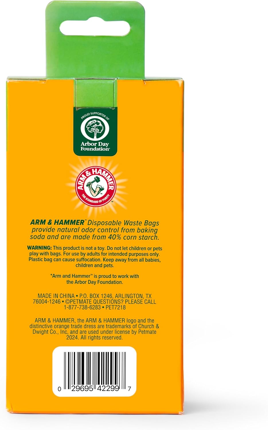 Arm and Hammer Plant Based Dog Poop Waste Bags, 120 Count, Green | With Activated Baking Soda, 9 x 14 In