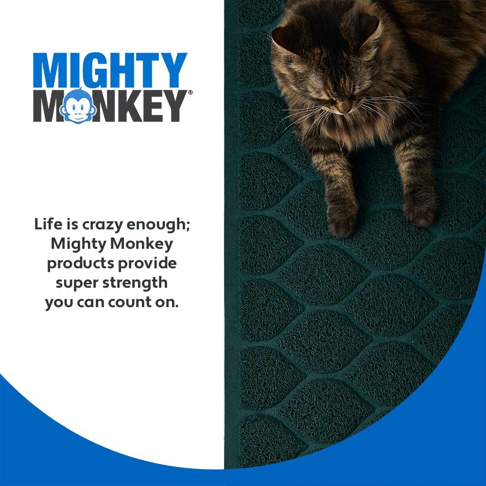 MIGHTY MONKEY Waterproof Cat Litter Box Mat, BPA Free, 24x17 Hunter Green | Easy Clean Floors, Textured Backing, Soft on Sensitive Kitty Paws, Cats Accessories, Less Waste, Stays in Place