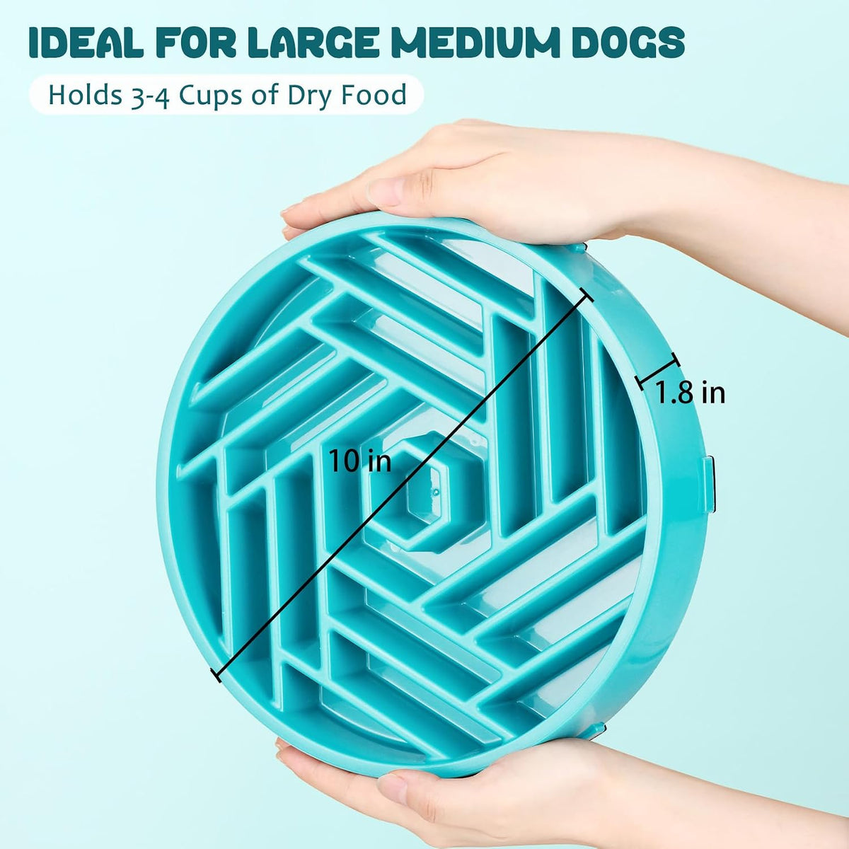 WHIPPY Slow Feeder Dog Bowl, Puzzle Maze Design to Slow Down Eating, 3-Cup Capacity, Anti-Gulping Food Bowl for Medium & Large Dogs,Sky Blue
