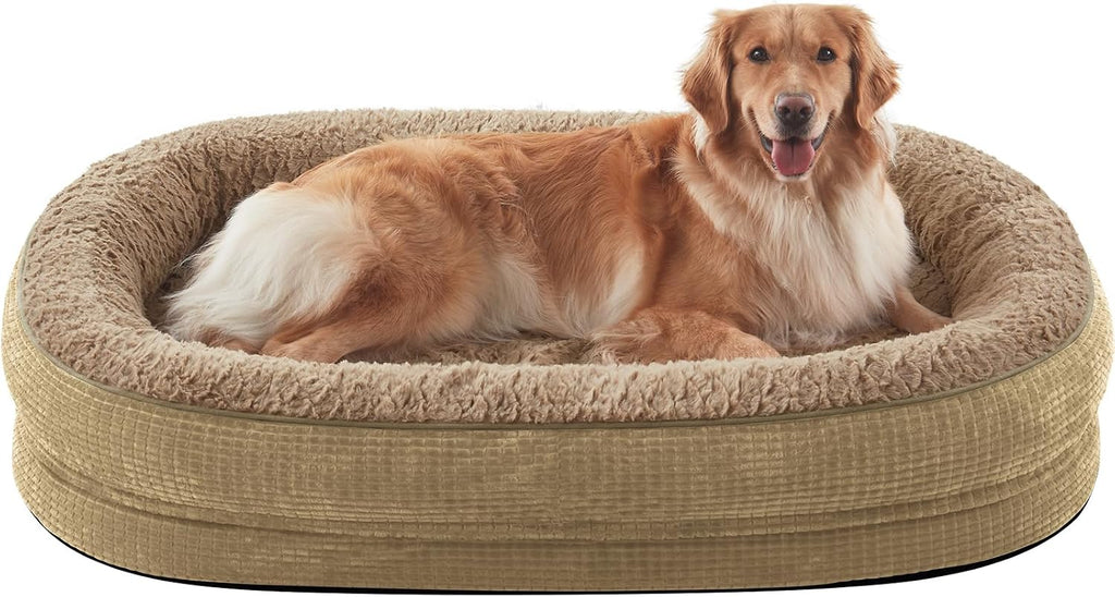 JOEJOY XL Orthopedic Dog Bed for Large Dogs, 360° Oval Bolster, 45"