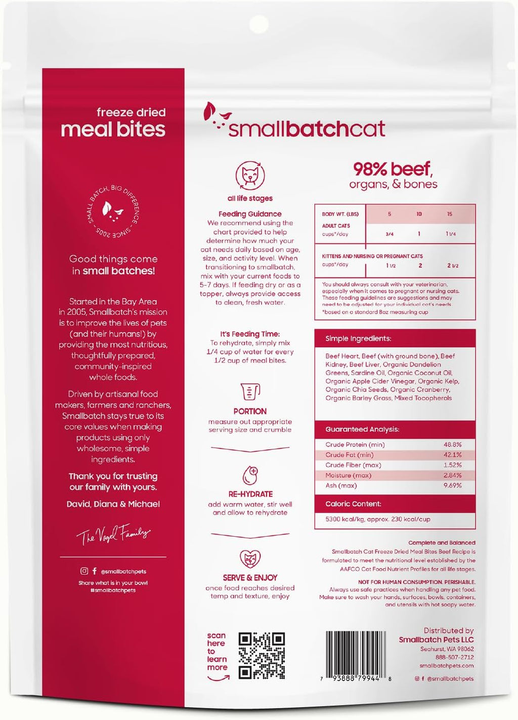 smallbatch Freeze Dried Raw Cat Food, High Protein Beef Recipe, 10 oz