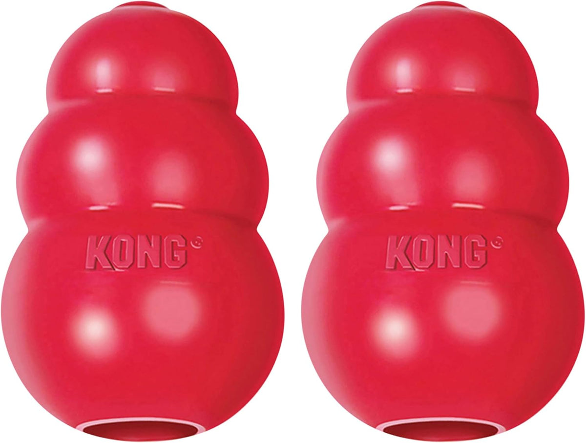 KONG Classic Stuffable Dog Toy, Natural Rubber, for Large Dogs (Pack of 2) | Treat-Filling Fetch & Chew Toy with Erratic Bounce, Made from KONG Durable Natural Rubber for Extended Playtime